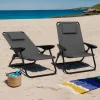 IDMarket Chaises de plage pliantes gris anthracite avec dossier inclinable* Fauteuils De Jardin|Salons De Jardin