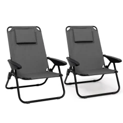 IDMarket Chaises de plage pliantes gris anthracite avec dossier inclinable* Fauteuils De Jardin|Salons De Jardin