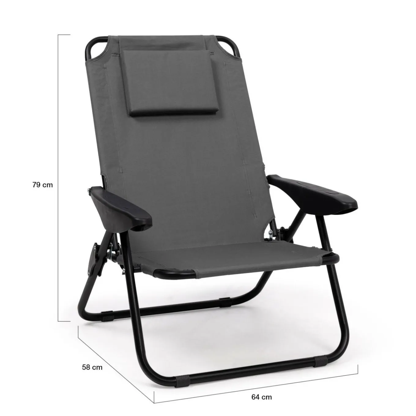 IDMarket Chaises de plage pliantes gris anthracite avec dossier inclinable* Fauteuils De Jardin|Salons De Jardin