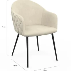 IDMarket Chaises de salle à manger design en velours gaufré beige* Collection Vintage|Chaises