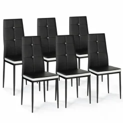 IDMarket Chaises de salle à manger noires et blanches avec strass* Collection Contemporaine|Chaises