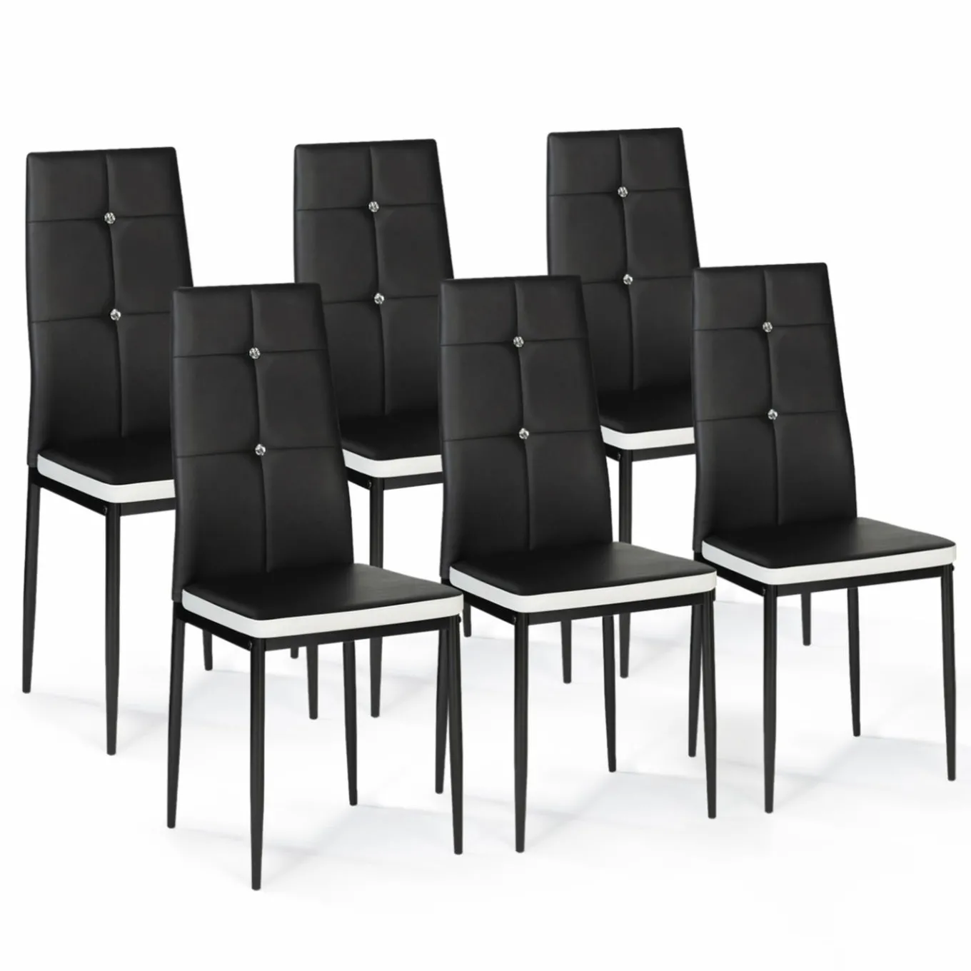 IDMarket Chaises de salle à manger noires et blanches avec strass* Collection Contemporaine|Chaises