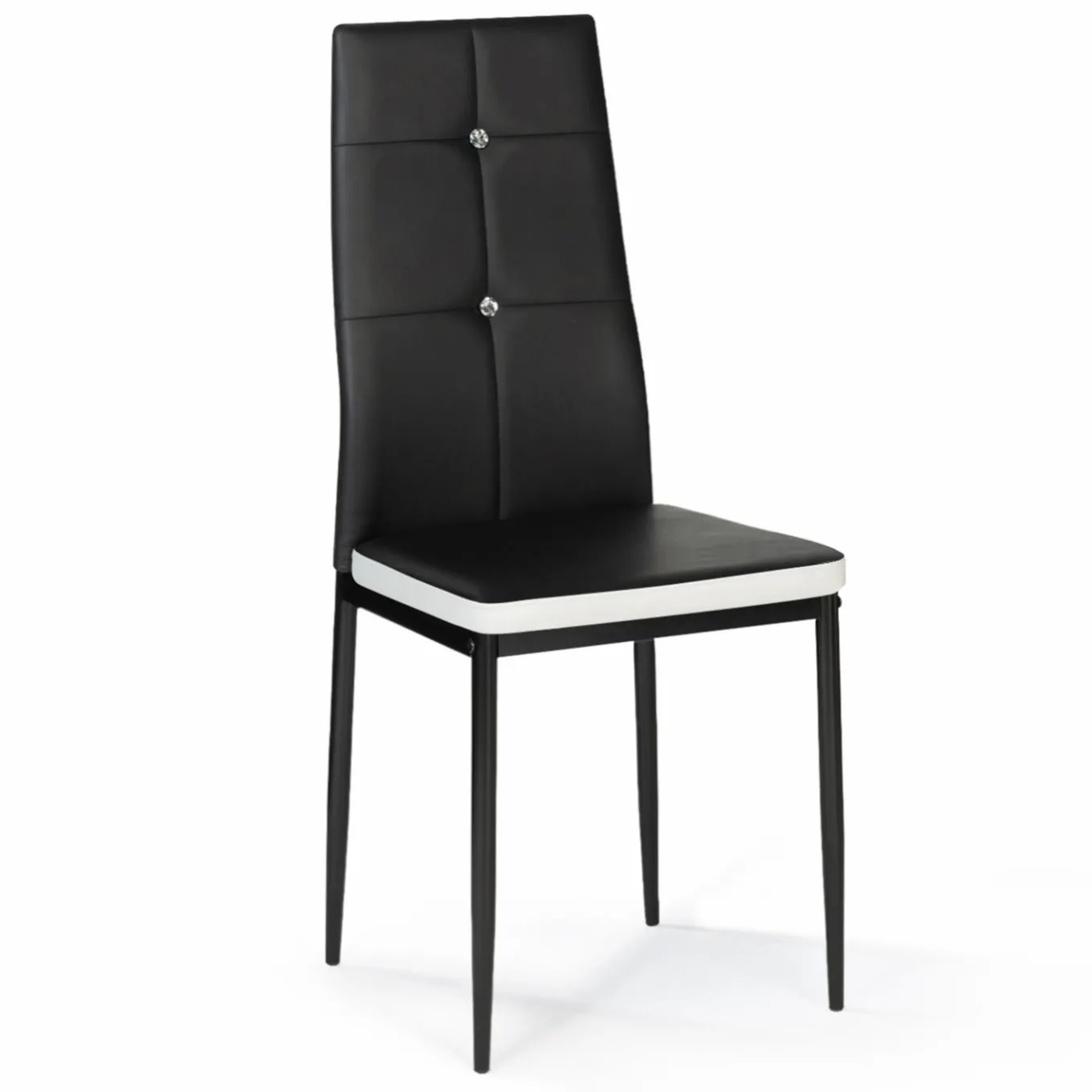 IDMarket Chaises de salle à manger noires et blanches avec strass* Collection Contemporaine|Chaises