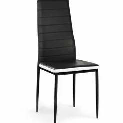 IDMarket Chaises de salle à manger noires avec bandeau blanc* Collection Contemporaine|Salle À Manger Complète