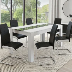 IDMarket Chaises de salle à manger noires liseré blanc* Collection Contemporaine|Salle À Manger Complète