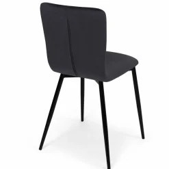 IDMarket Chaises design en velours gris foncé x4* Collection Vintage|Collection Moderne