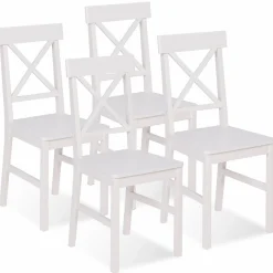IDMarket Chaises en bois blanc lot de 4* Collection Contemporaine|Salle À Manger Complète