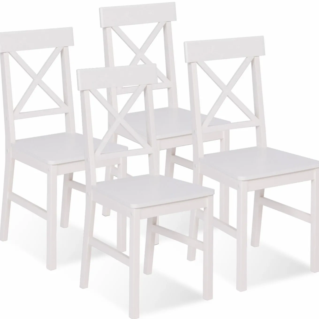 IDMarket Chaises en bois blanc lot de 4* Collection Contemporaine|Salle À Manger Complète