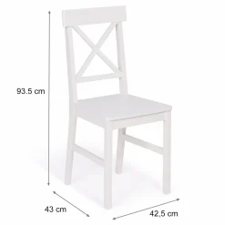 IDMarket Chaises en bois blanc lot de 4* Collection Contemporaine|Salle À Manger Complète