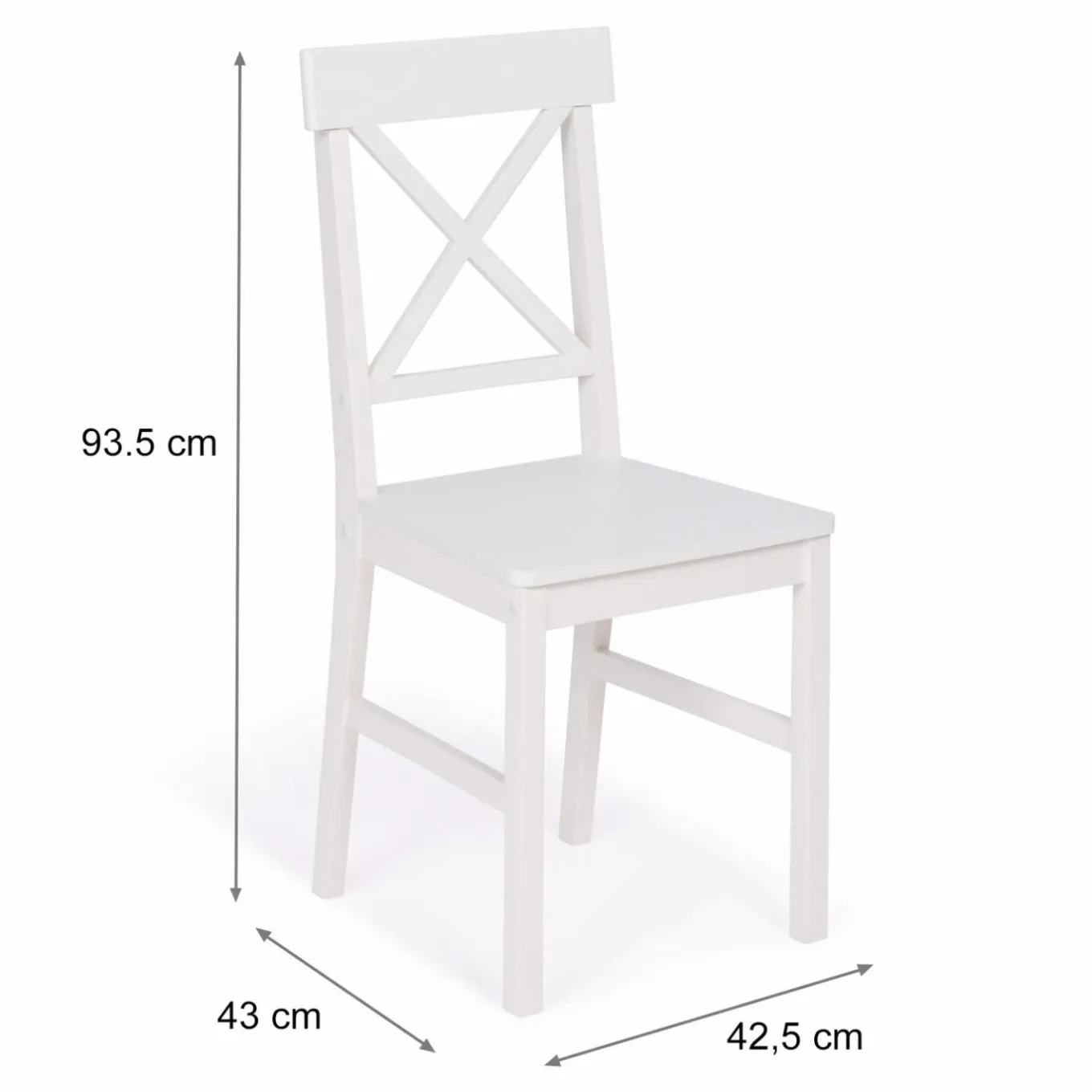 IDMarket Chaises en bois blanc lot de 4* Collection Contemporaine|Salle À Manger Complète