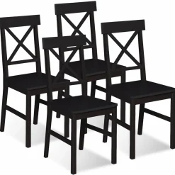 IDMarket Chaises en bois noir lot de 4* Collection Contemporaine|Chaises