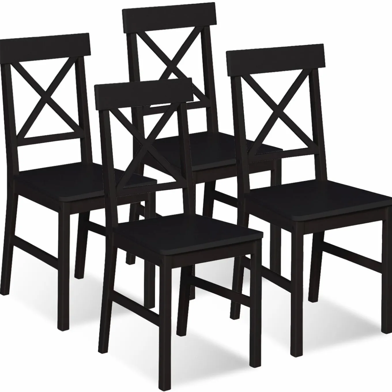IDMarket Chaises en bois noir lot de 4* Collection Contemporaine|Chaises