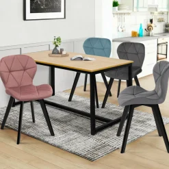 IDMarket Chaises en velours pastel bleu, gris clair, gris foncé et rose* Collection Moderne|Chaises