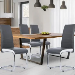 IDMarket Chaises grises et blanches design pour salle à manger* Collection Contemporaine|Salle À Manger Complète