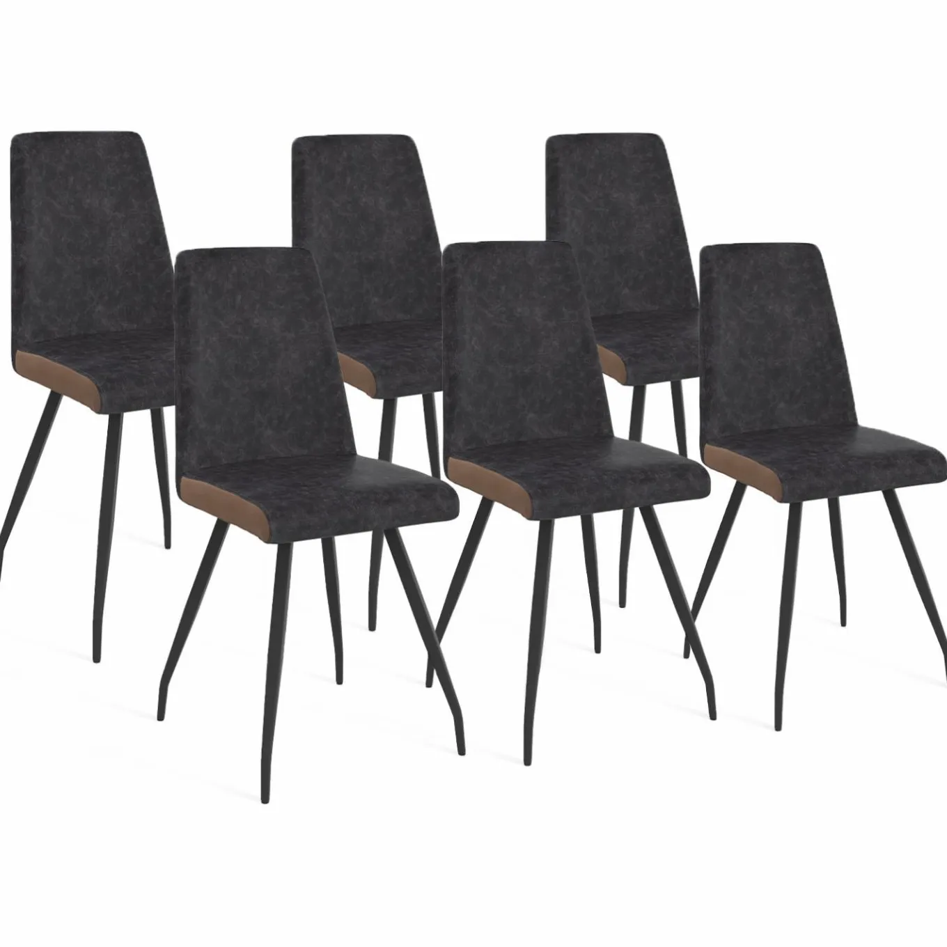 IDMarket Chaises grises liseré marron pieds araignée pour salle à manger* Chaises|Tables Et Chaises