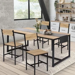 IDMarket Chaises industrielles bois et métal : lot de 4* Chaises|Tables Et Chaises