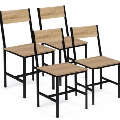 IDMarket Chaises industrielles bois et métal : lot de 4* Chaises|Tables Et Chaises