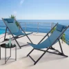 IDMarket Chaises longues bleu canard pliables* Fauteuils De Jardin