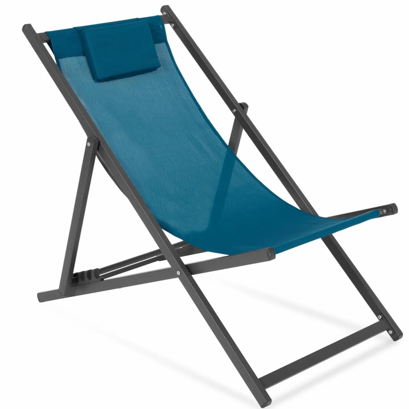 IDMarket Chaises longues bleu canard pliables* Fauteuils De Jardin