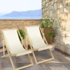 IDMarket Chaises longues pliables 4 positions écrue* Fauteuils De Jardin
