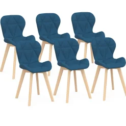 IDMarket Chaises matelassées pour salle à manger en tissu bleu canard* Collection Scandinave|Chaises