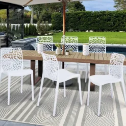 IDMarket Chaises nid d'abeille blanc : lot de 6* Chaises|Salons De Jardin