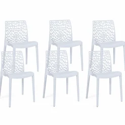 IDMarket Chaises nid d'abeille blanc : lot de 6* Chaises|Salons De Jardin