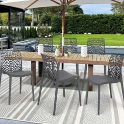 IDMarket Chaises nid d'abeille gris anthracite : lot de 6* Chaises|Salons De Jardin