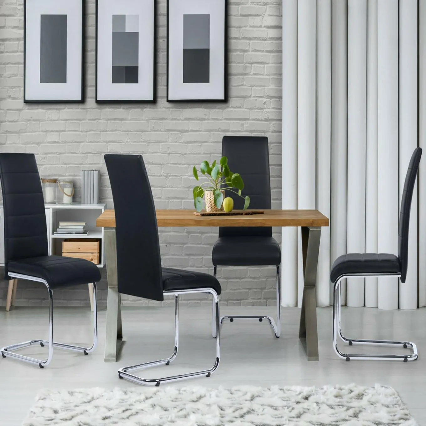 IDMarket Chaises noires design pour salle à manger MIA* Collection Contemporaine|Salle À Manger Complète