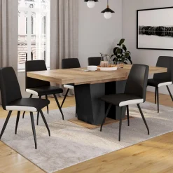 IDMarket Chaises noires liseré blanc pieds araignée pour salle à manger* Collection Contemporaine|Tables Et Chaises