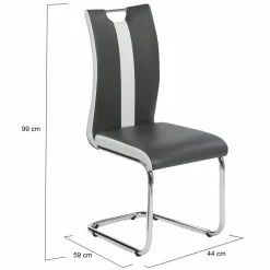 IDMarket Chaises pieds métal chromé blanches et grises* Collection Contemporaine|Salle À Manger Complète