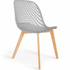 IDMarket Chaises scandinaves bleu x2, blanc, gris clair et gris foncé x2 avec dossier ajouré* Collection Scandinave|Salle À Manger Complète