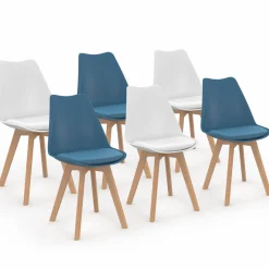 IDMarket Chaises scandinaves bleu canard et blanc* Collection Scandinave|Chaises