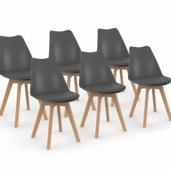 IDMarket Chaises scandinaves grises avec coussin* Collection Scandinave|Salle À Manger Complète