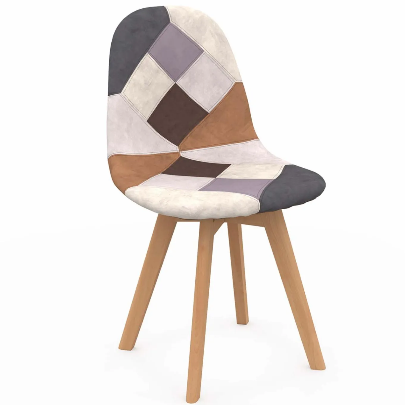 IDMarket Chaises scandinaves mix color : gris foncé, gris clair, patchworks marron* Collection Scandinave|Salle À Manger Complète