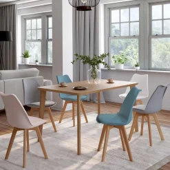 IDMarket Chaises scandinaves mix color rose, blanc, gris, bleu* Collection Scandinave|Salle À Manger Complète