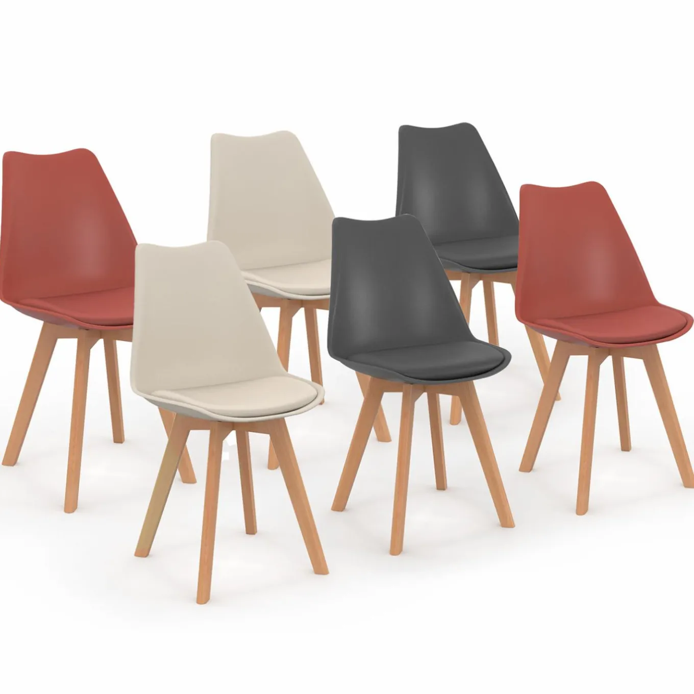 IDMarket Chaises scandinaves mix color terracotta, gris, beige* Collection Scandinave|Salle À Manger Complète