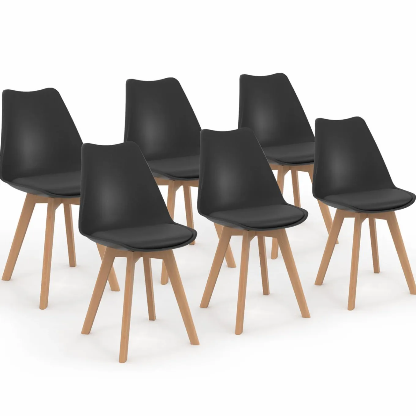 IDMarket Chaises scandinaves noires avec coussin* Collection Scandinave|Salle À Manger Complète
