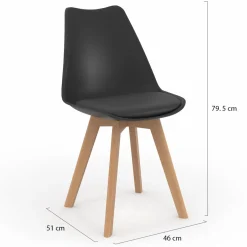 IDMarket Chaises scandinaves noires avec coussin* Collection Scandinave|Salle À Manger Complète