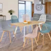IDMarket Chaises scandinaves pastel rose, blanc, gris clair x2, bleu x2 avec dossier ajouré* Collection Scandinave|Salle À Manger Complète
