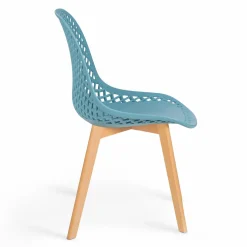 IDMarket Chaises scandinaves pastel rose, blanc, gris clair x2, bleu x2 avec dossier ajouré* Collection Scandinave|Salle À Manger Complète