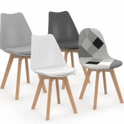 IDMarket Chaises scandinaves patchworks noirs, gris et blancs* Collection Scandinave|Chaises