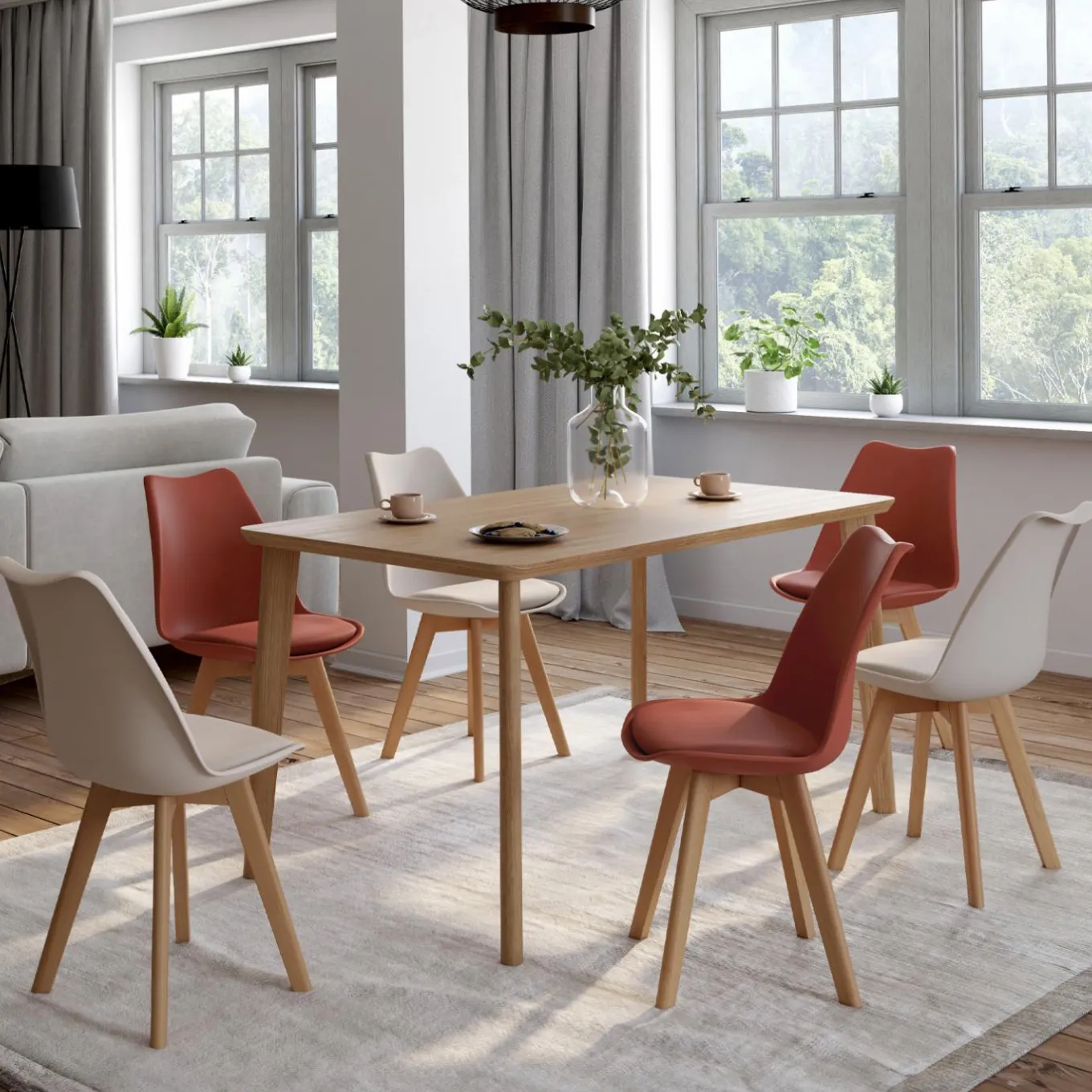 IDMarket Chaises scandinaves terracotta et beige* Collection Scandinave|Chaises