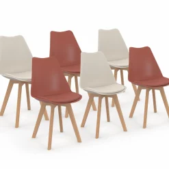 IDMarket Chaises scandinaves terracotta et beige* Collection Scandinave|Chaises