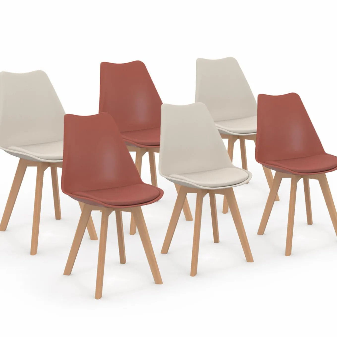 IDMarket Chaises scandinaves terracotta et beige* Collection Scandinave|Chaises