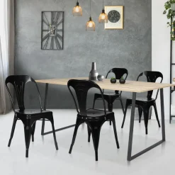 IDMarket Chaises style industriel noir mat* Collection Métal|Collection Industrielle