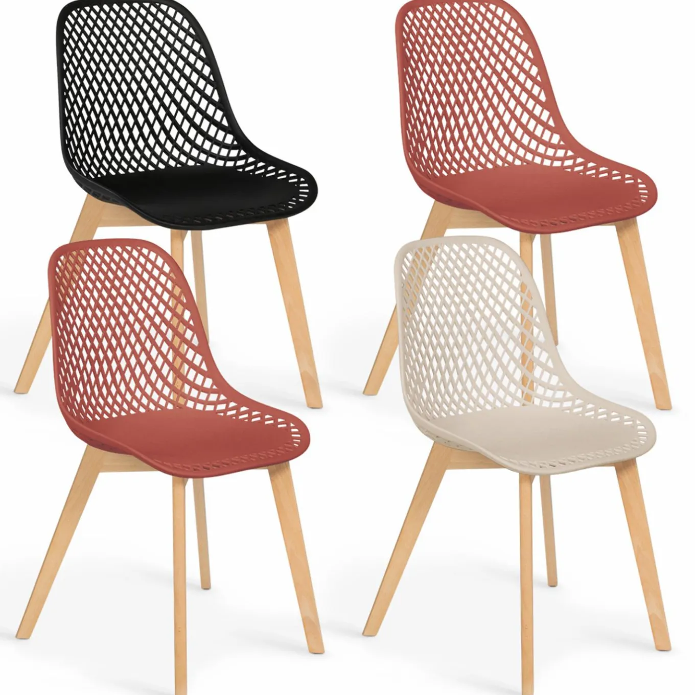 IDMarket Chaises terracotta et beige* Collection Scandinave|Chaises