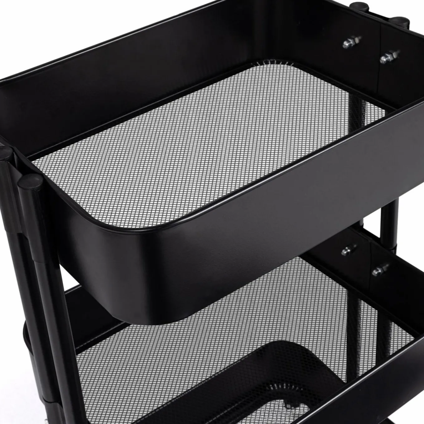 IDMarket Chariot desserte à roulettes en acier noir* Meubles Salle De Bain|Dessertes Et Éléments De Cuisine