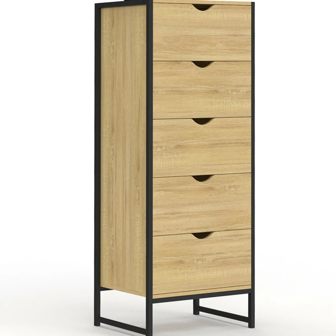 IDMarket Chiffonnier 5 tiroirs 45 cm commode semainier design industriel* Meubles Tiroirs|Meubles En Bois