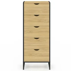 IDMarket Chiffonnier 5 tiroirs 45 cm commode semainier design industriel* Meubles Tiroirs|Meubles En Bois